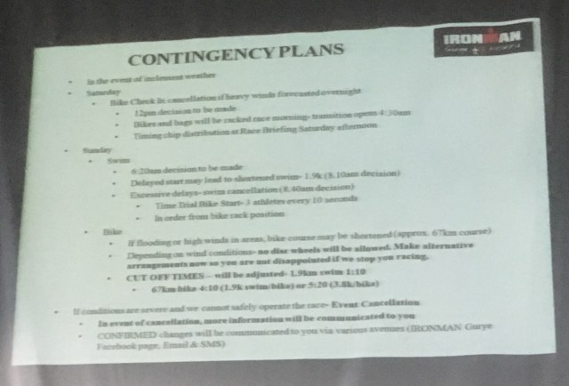 Contingency plans announced at race briefing